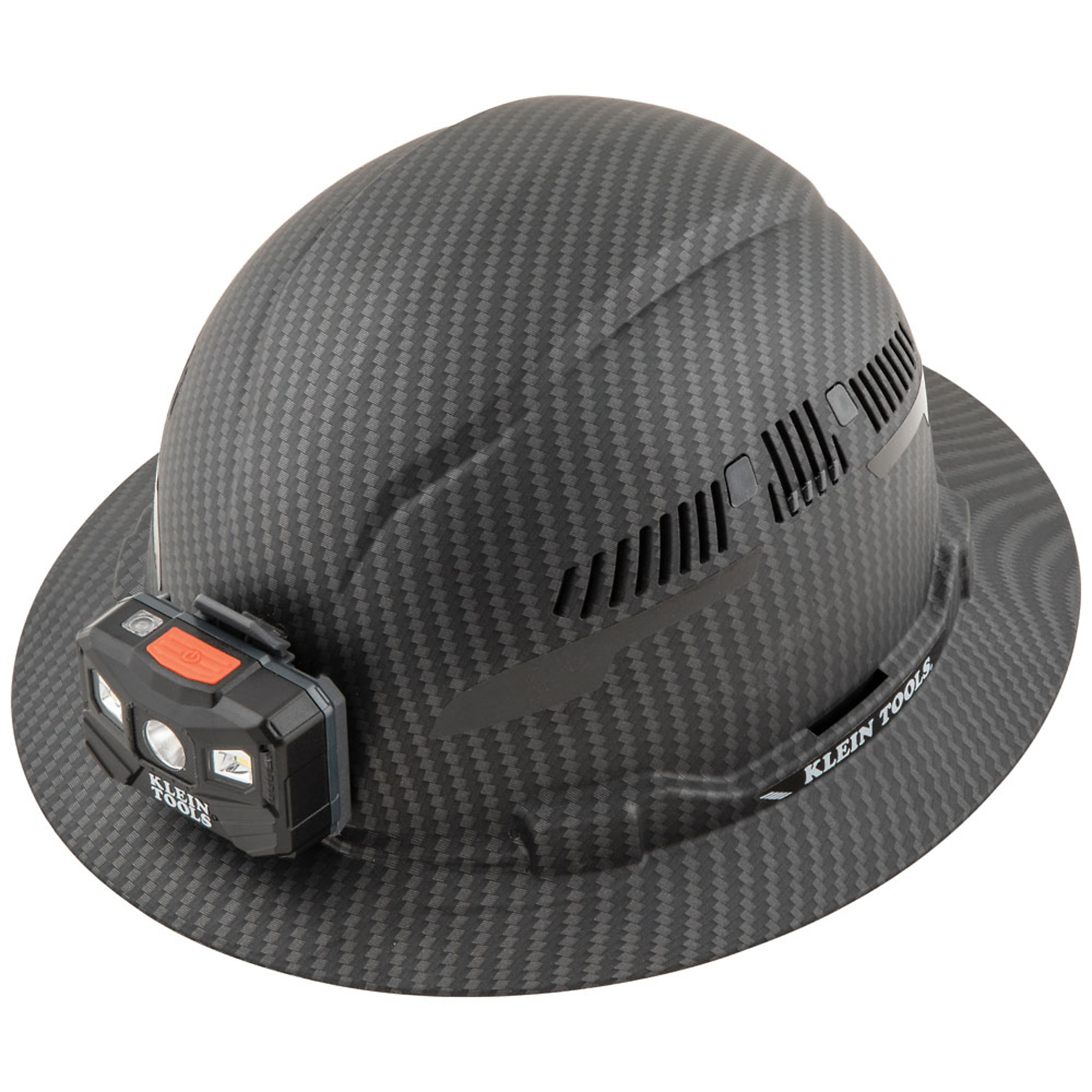 Klein Tools, Hard Hat, KARBN Pattern, Vented, w/ Headlamp, Hard Hat Light, One Size, Black, PPE, Model# 60347